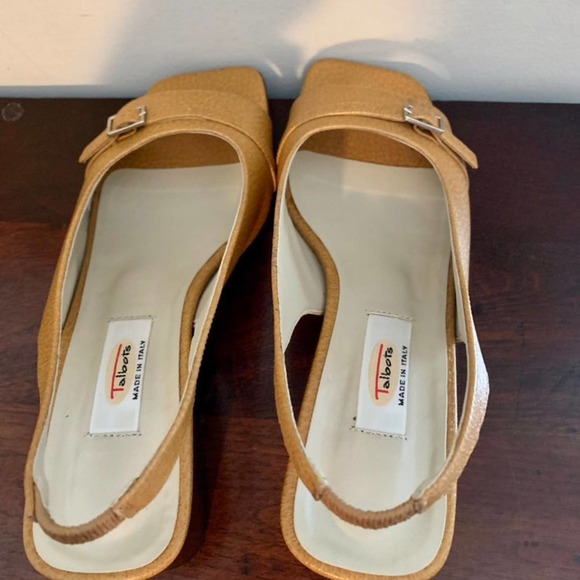Talbots Leather Upper Square Toe with Buckle Square Heel Slingback Sandals 7 1/2 - Picture 6 of 8